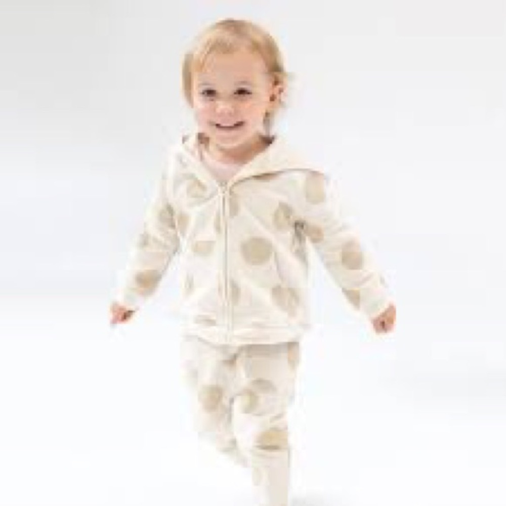 Cream Polka Dot Hoodie & Jogger Set - 4T